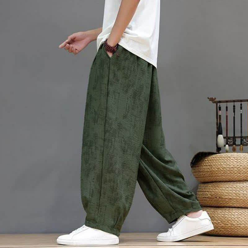 Buddha Stones Spring Summer Casual Vintage Drawstring Washed Abstract Ankle Pants Men's Straight Leg Pants With Pocket - image 15