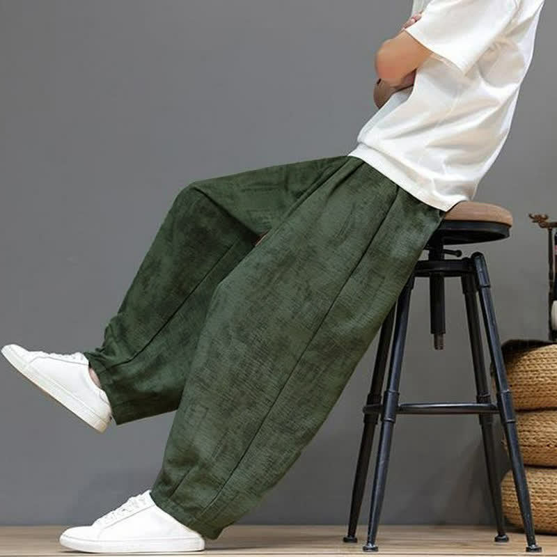 Buddha Stones Spring Summer Casual Vintage Drawstring Washed Abstract Ankle Pants Men's Straight Leg Pants With Pocket - image 13