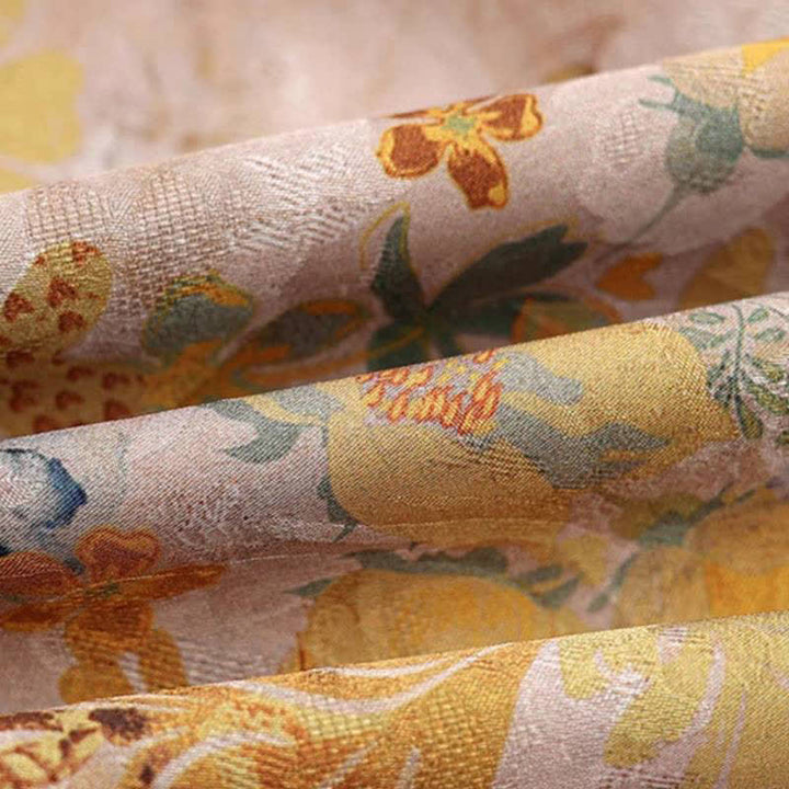 Buddha Stones Fall Vintage Tang Style Frog Button Golden Floral Women's Jacket - image 11
