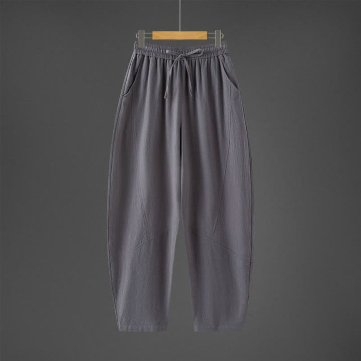 Buddha Stones Spring Fall Casual Minimalist Drawstring Solid Long Pants Men's Harem Pants With Pockets - DimGray - US/UK/AU46，EU56 (5XL) - image 3