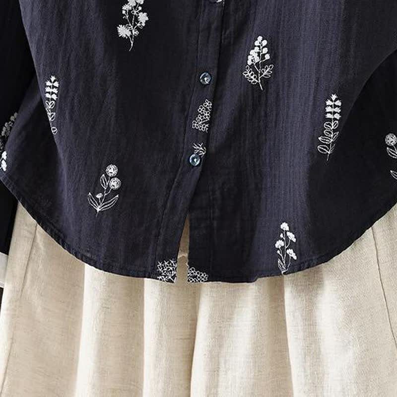 Buddha Stones Spring Fall Casual Vintage Button-Up Floral Women's Long Sleeve Shirts - image 3