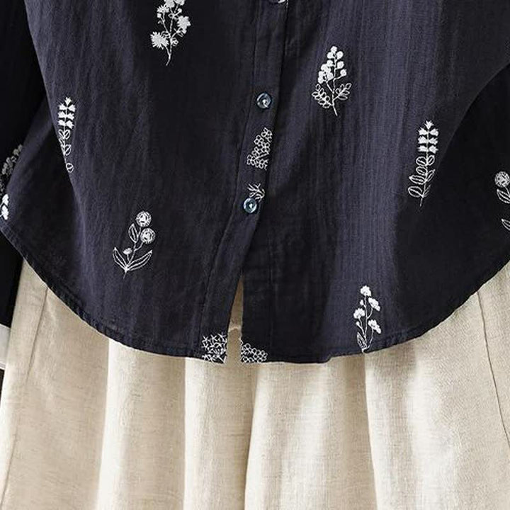 Buddha Stones Spring Fall Casual Vintage Button-Up Floral Women's Long Sleeve Shirts - image 3