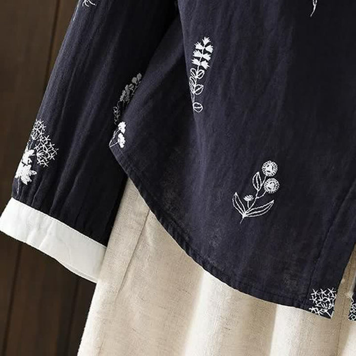 Buddha Stones Spring Fall Casual Vintage Button-Up Floral Women's Long Sleeve Shirts - image 2