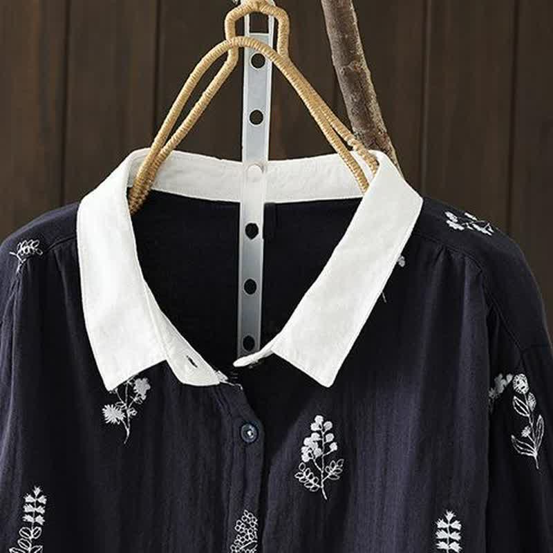 Buddha Stones Spring Fall Casual Vintage Button-Up Floral Women's Long Sleeve Shirts - image 1