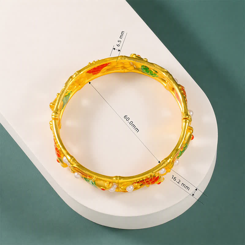Buddha Stones Gold-Plated Brass Koi Fish Success Vintage Chinese Cuff Bracelet Bangle - image 7