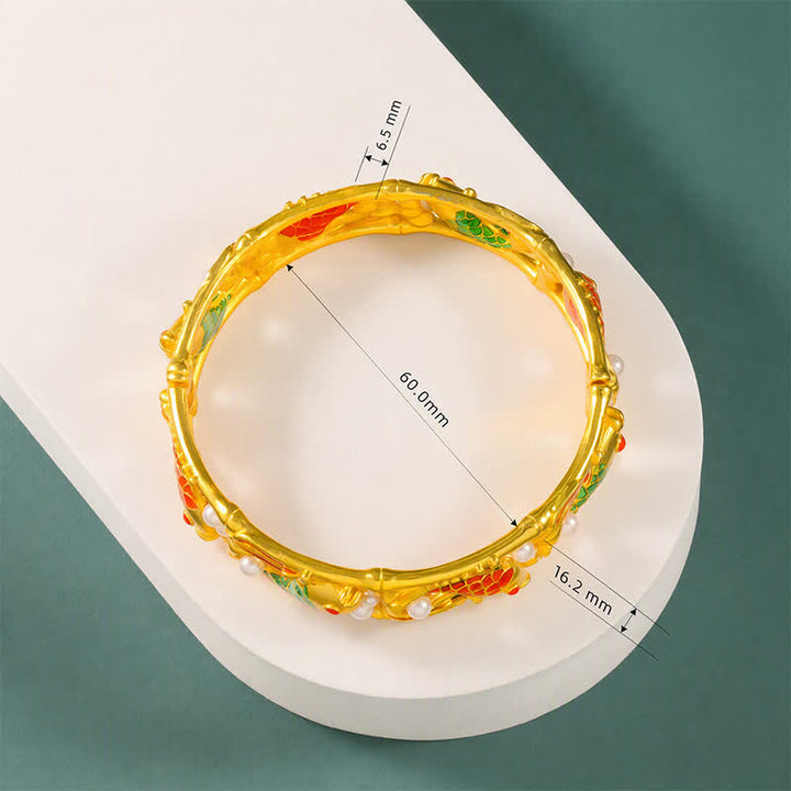 Buddha Stones Gold-Plated Brass Koi Fish Success Vintage Chinese Cuff Bracelet Bangle - image 7