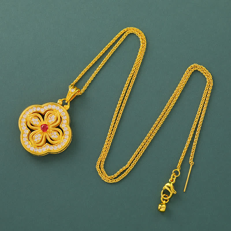 Buddha Stones Begonia Four Leaf Clover Design Luck Pendant Necklace - Begonia Chain - image 4