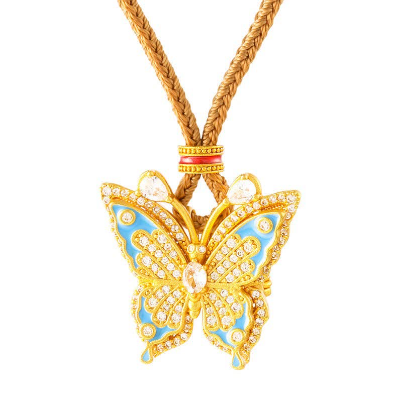 Buddha Stones Gold Plated Brass Butterfly Transformation Pendant Necklace - image 4