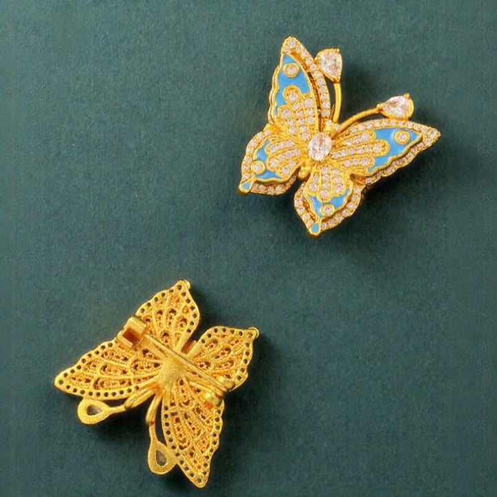 Buddha Stones Gold Plated Brass Butterfly Transformation Pendant Necklace - image 9