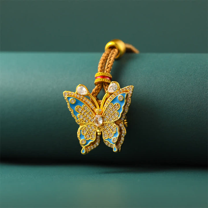 Buddha Stones Gold Plated Brass Butterfly Transformation Pendant Necklace - image 2