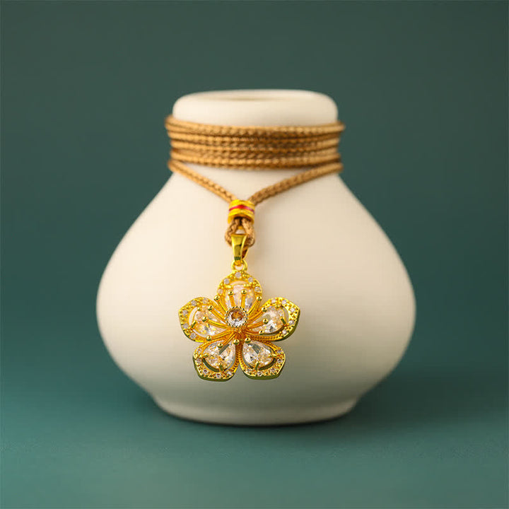 Buddha Stones Gold Plated Brass Plum Blossom Harmonic Connection Pendant Necklace - image 3