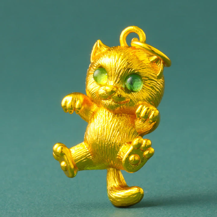 Buddha Stones Gold Plated Brass Lucky Cat Grounding Pendant Necklace - image 10