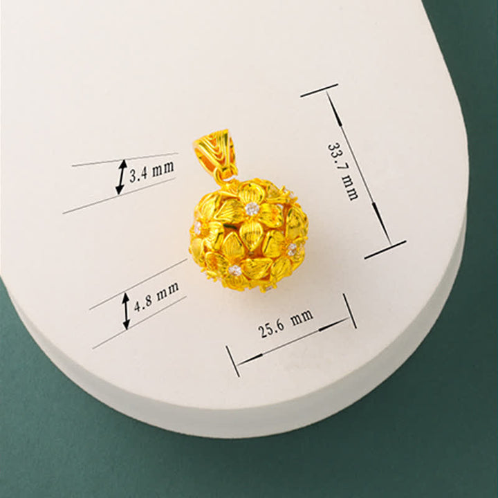 Buddha Stones Gold Plated Brass Openwork Hydrangea Pendant Necklace - image 11