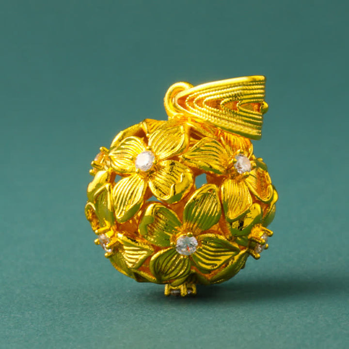 Buddha Stones Gold Plated Brass Openwork Hydrangea Pendant Necklace - image 10