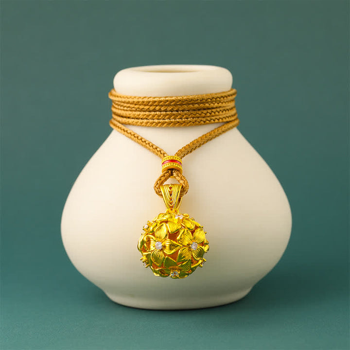 Buddha Stones Gold Plated Brass Openwork Hydrangea Pendant Necklace - image 2