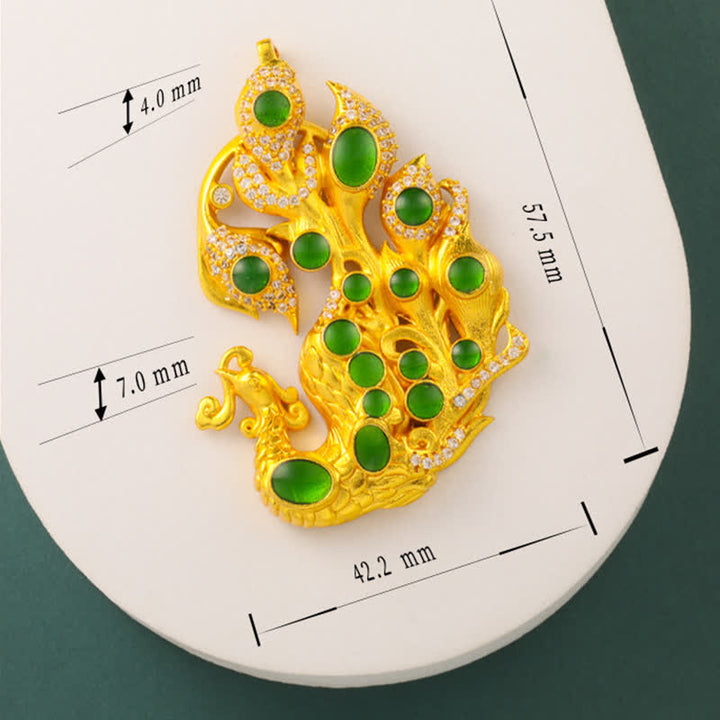 Buddha Stones Gold Plated Brass Peacock Self Confidence Necklace - image 13