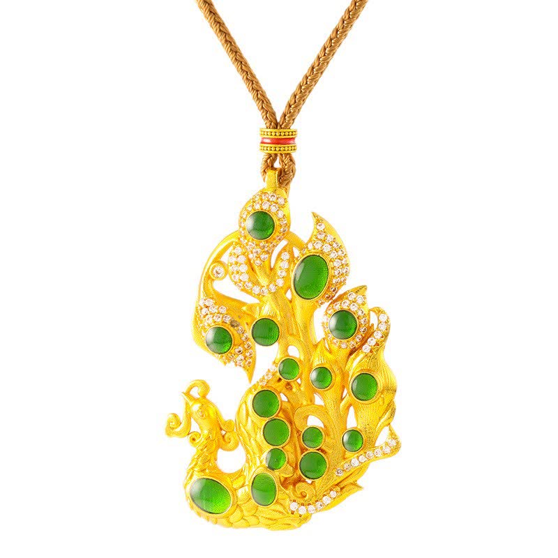 Buddha Stones Gold Plated Brass Peacock Self Confidence Necklace - image 4