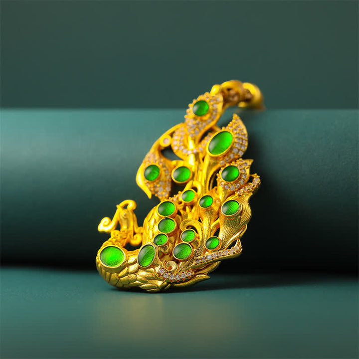 Buddha Stones Gold Plated Brass Peacock Self Confidence Necklace - image 3