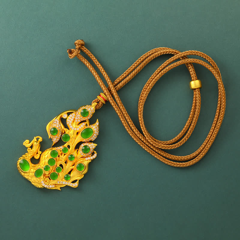 Buddha Stones Gold Plated Brass Peacock Self Confidence Necklace - image 1