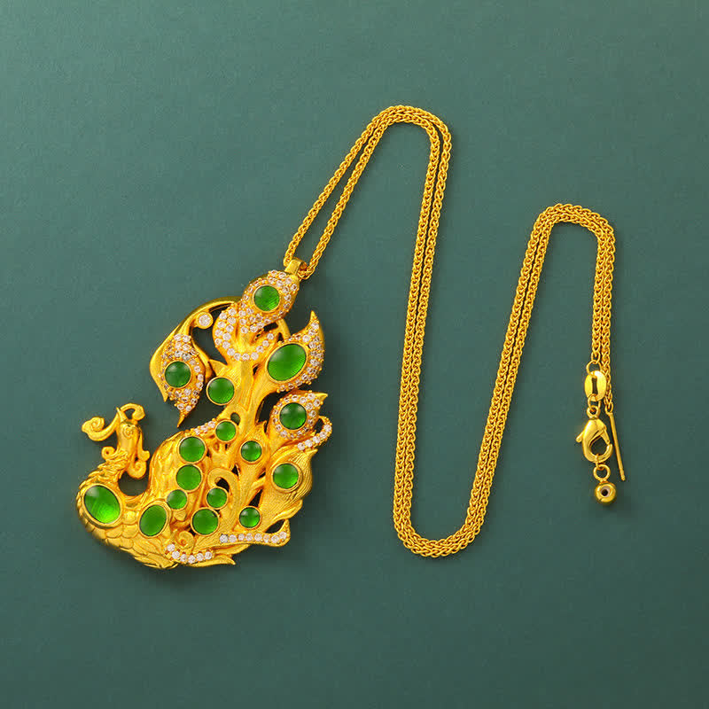 Buddha Stones Gold Plated Brass Peacock Self Confidence Necklace - Chain - image 9