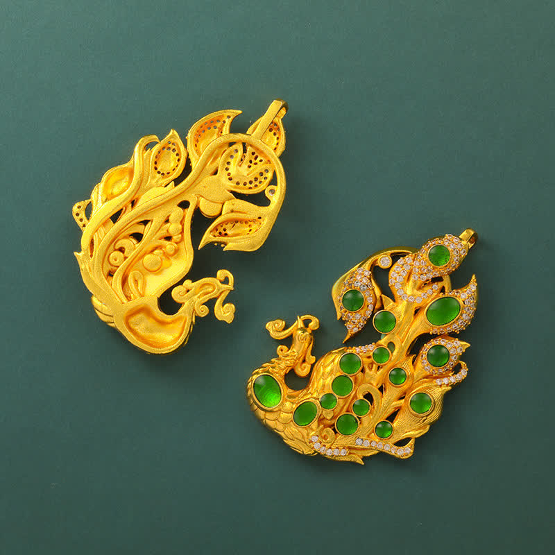 Buddha Stones Gold Plated Brass Peacock Self Confidence Necklace - image 8
