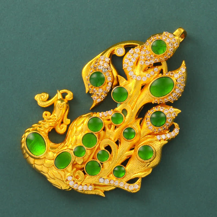 Buddha Stones Gold Plated Brass Peacock Self Confidence Necklace - image 12