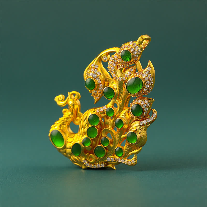 Buddha Stones Gold Plated Brass Peacock Self Confidence Necklace - image 11