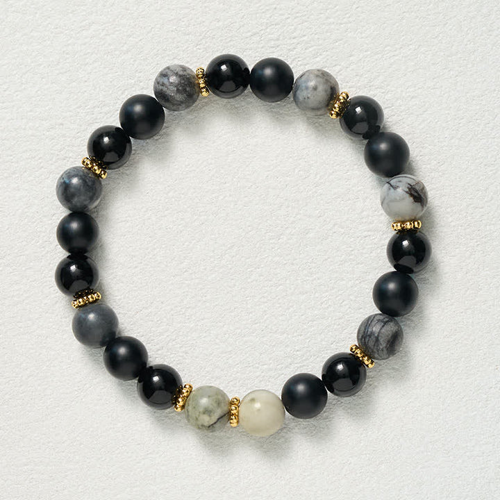 Buddha Stones Frosted Stone Black Obsidian Grey Jasper Beads Activate Bracelet - image 9