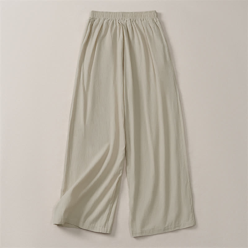 Buddha Stones Spring Summer Fall Casual Minimalist Solid Cropped Pants Women's Straight Leg Pants With Pocket - image 1
