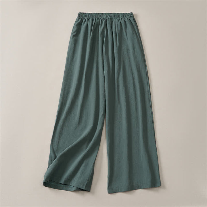 Buddha Stones Spring Summer Fall Casual Minimalist Solid Cropped Pants Women's Straight Leg Pants With Pocket - image 10