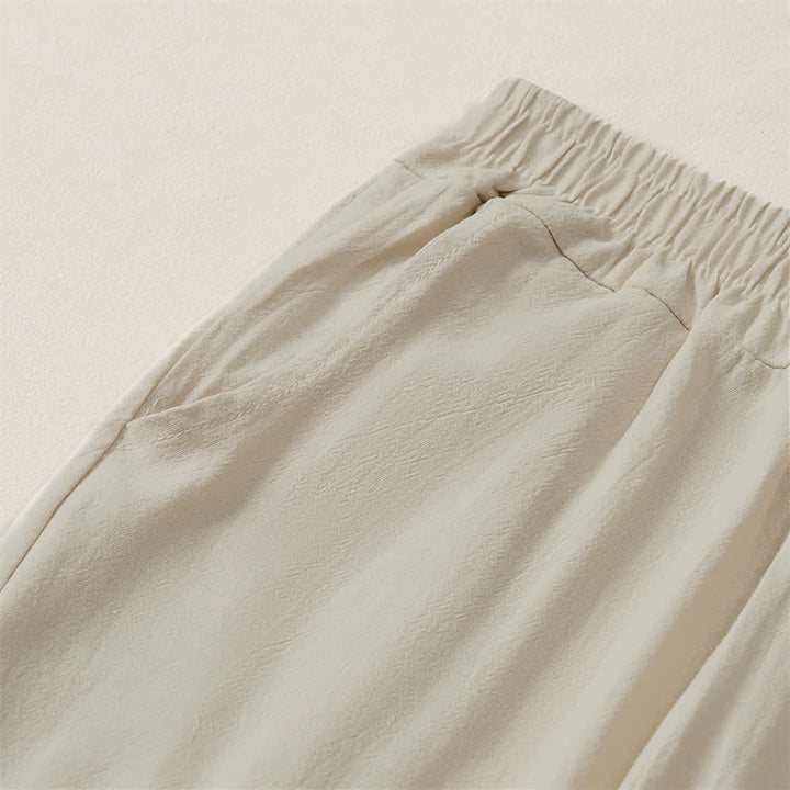 Buddha Stones Spring Summer Fall Casual Minimalist Solid Cropped Pants Women's Straight Leg Pants With Pocket - image 3