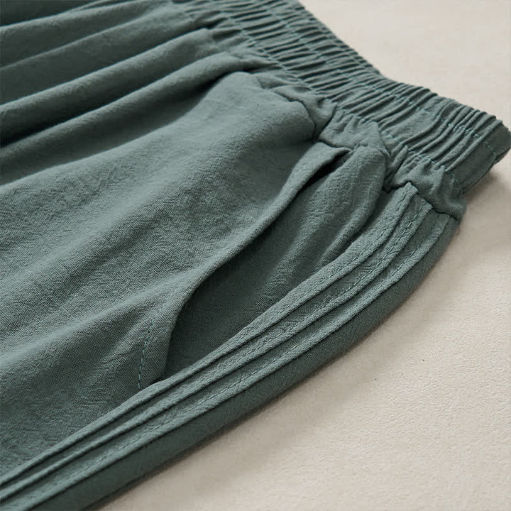 Buddha Stones Spring Summer Fall Casual Minimalist Solid Cropped Pants Women's Straight Leg Pants With Pocket - image 13