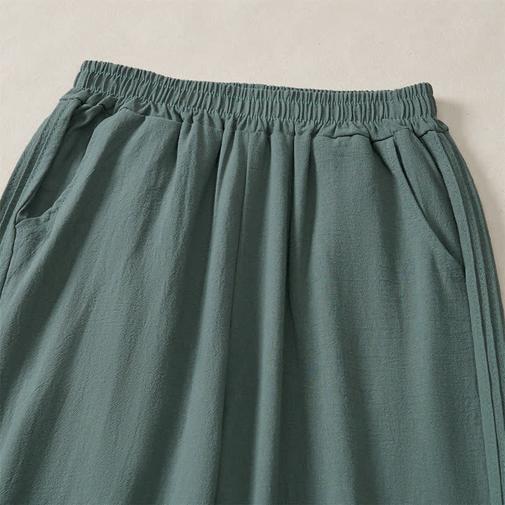 Buddha Stones Spring Summer Fall Casual Minimalist Solid Cropped Pants Women's Straight Leg Pants With Pocket - image 11