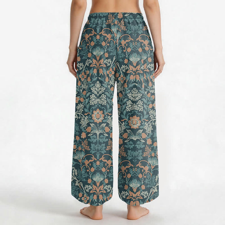 Buddha Stones Cotton Vintage Floral Paisley Pattern Women's Elastic Waist Harem Pants With Side Pockets - image 9