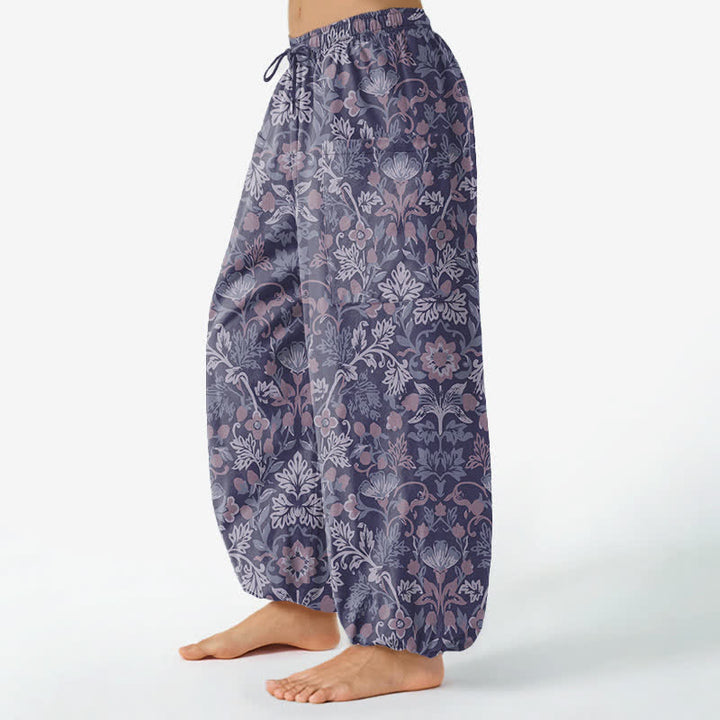 Buddha Stones Cotton Vintage Floral Paisley Pattern Women's Elastic Waist Harem Pants With Side Pockets - image 11