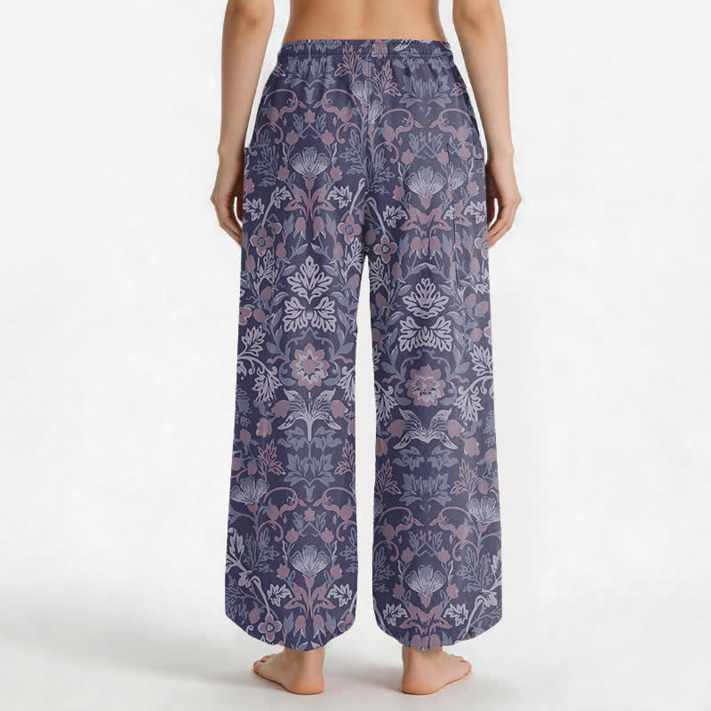 Buddha Stones Cotton Vintage Floral Paisley Pattern Women's Elastic Waist Harem Pants With Side Pockets - image 12