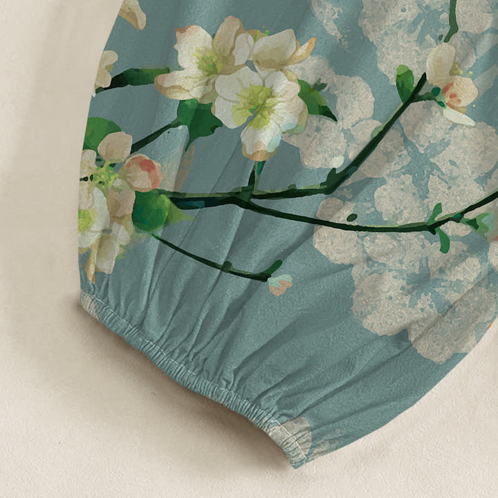 Buddha Stones Cotton Peach Blossoms Flying Birds Pattern Women's Elastic Waist Harem Pants With Side Pockets - image 6