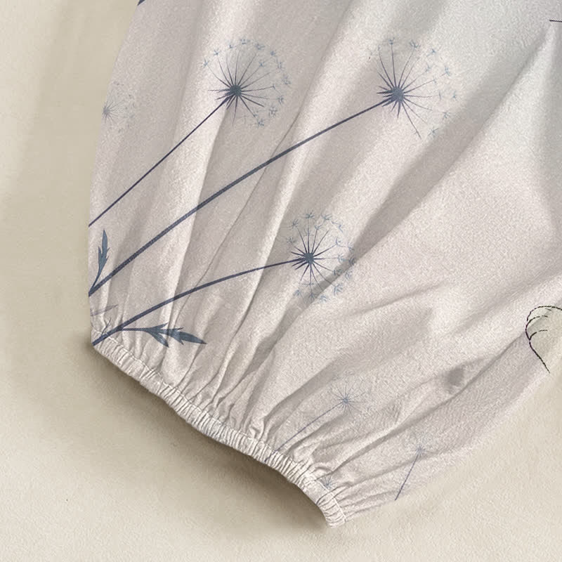 Buddha Stones Cotton Dreamy Cow Cat Dandelion Pattern Women's Elastic Waist Harem Pants With Side Pockets - image 6