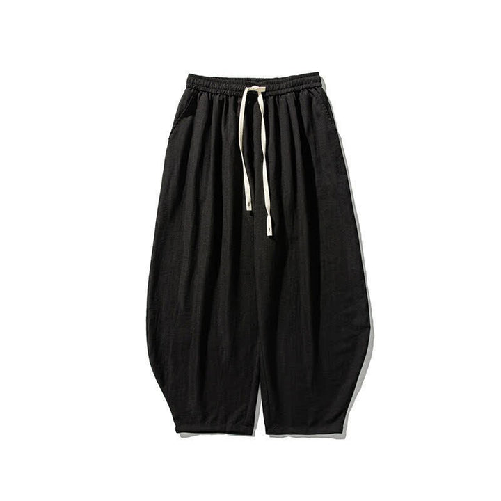 Buddha Stones Spring Summer Casual Drawstring Solid Cropped Pants Men's Harem Pants With Pockets - image 10
