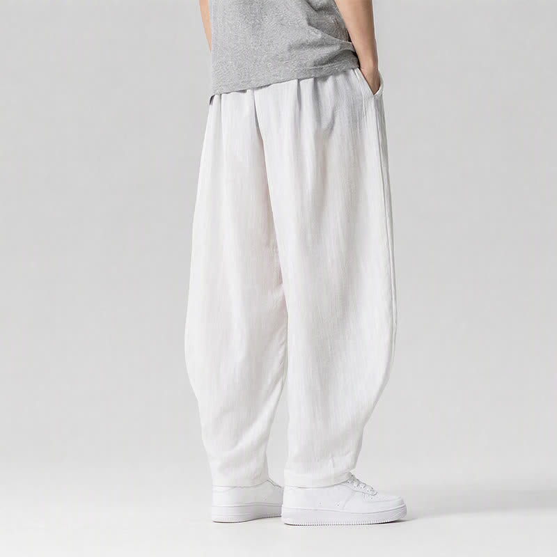 Buddha Stones Spring Summer Casual Drawstring Solid Cropped Pants Men's Harem Pants With Pockets - image 22