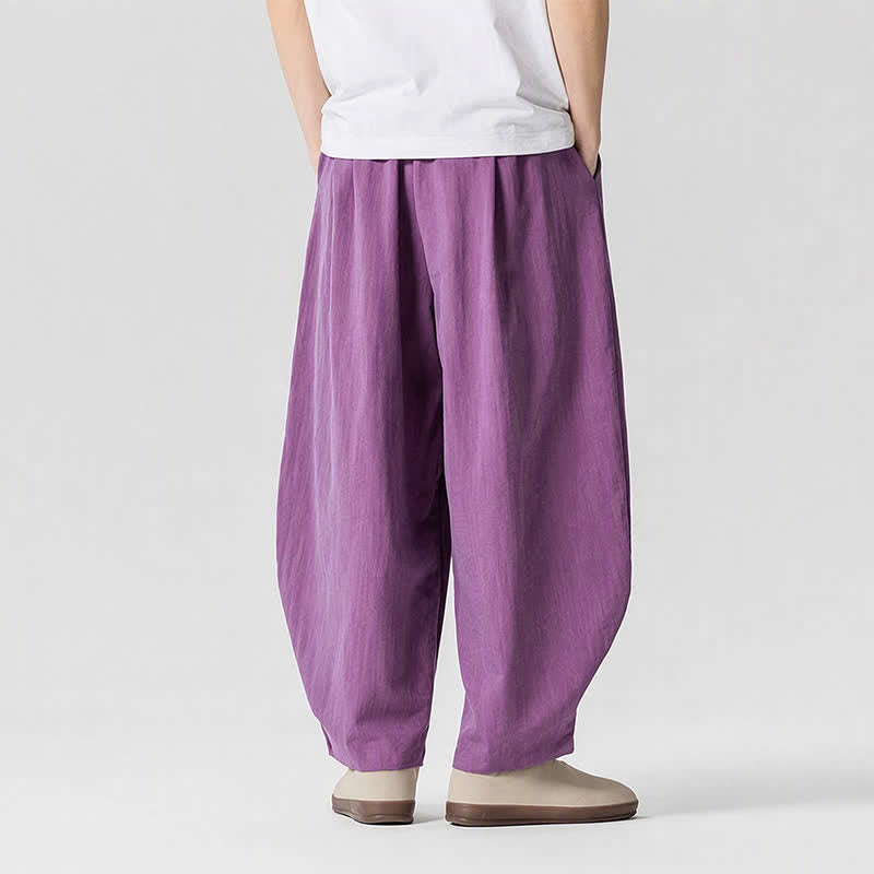 Buddha Stones Spring Summer Casual Drawstring Solid Cropped Pants Men's Harem Pants With Pockets - image 18
