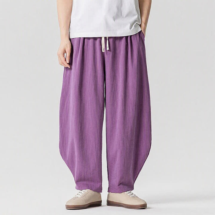 Buddha Stones Spring Summer Casual Drawstring Solid Cropped Pants Men's Harem Pants With Pockets - MediumPurple - US/UK/AU46, EU56 (5XL) - image 16