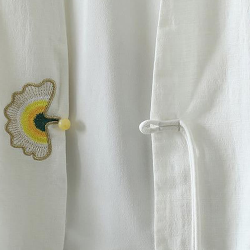 Buddha Stones Spring Summer Casual Minimalist Drawstring Embroidery Solid Women's Long Sleeve Shirts - image 16