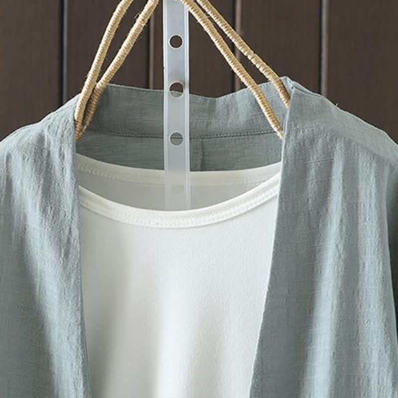 Buddha Stones Spring Summer Casual Minimalist Drawstring Embroidery Solid Women's Long Sleeve Shirts - image 1
