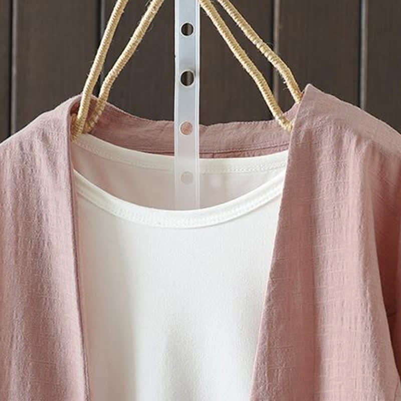 Buddha Stones Spring Summer Casual Minimalist Drawstring Embroidery Solid Women's Long Sleeve Shirts - image 10