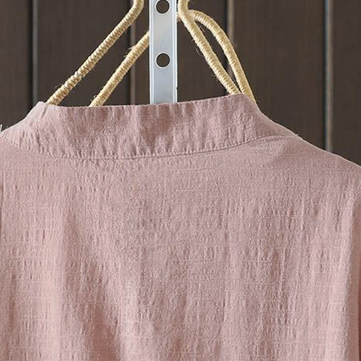 Buddha Stones Spring Summer Casual Minimalist Drawstring Embroidery Solid Women's Long Sleeve Shirts - image 11