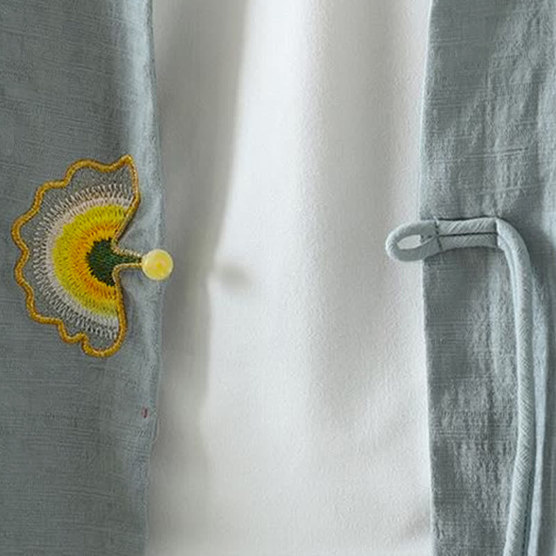Buddha Stones Spring Summer Casual Minimalist Drawstring Embroidery Solid Women's Long Sleeve Shirts - image 3
