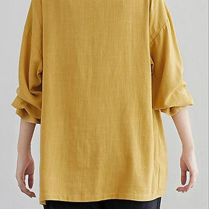 Buddha Stones Spring Summer Casual Minimalist Solid Women's Long Sleeve Shirts With Pockets - image 15