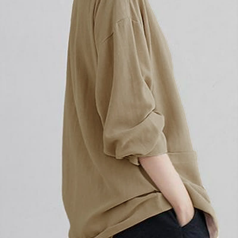 Buddha Stones Spring Summer Casual Minimalist Solid Women's Long Sleeve Shirts With Pockets - image 10