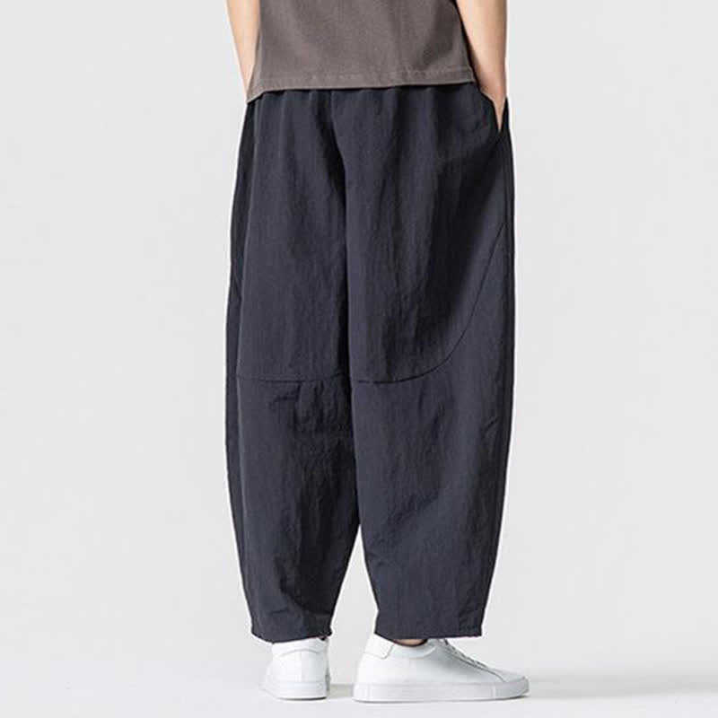Buddha Stones Spring Fall Minimalist Basic Drawstring Solid Ankle Pants Men's Harem Pants With Pockets - image 15